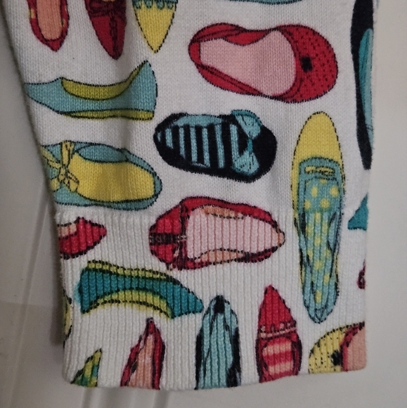 COPY-TALBOTS Colorful Novelty Shoe Print button up Cardigan Women size MP - Picture 6 of 10